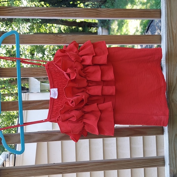 Sienna Sky Tops - Sienna Sky Red Ruffle Spaghetti Strap tank Top Women's Sz XL